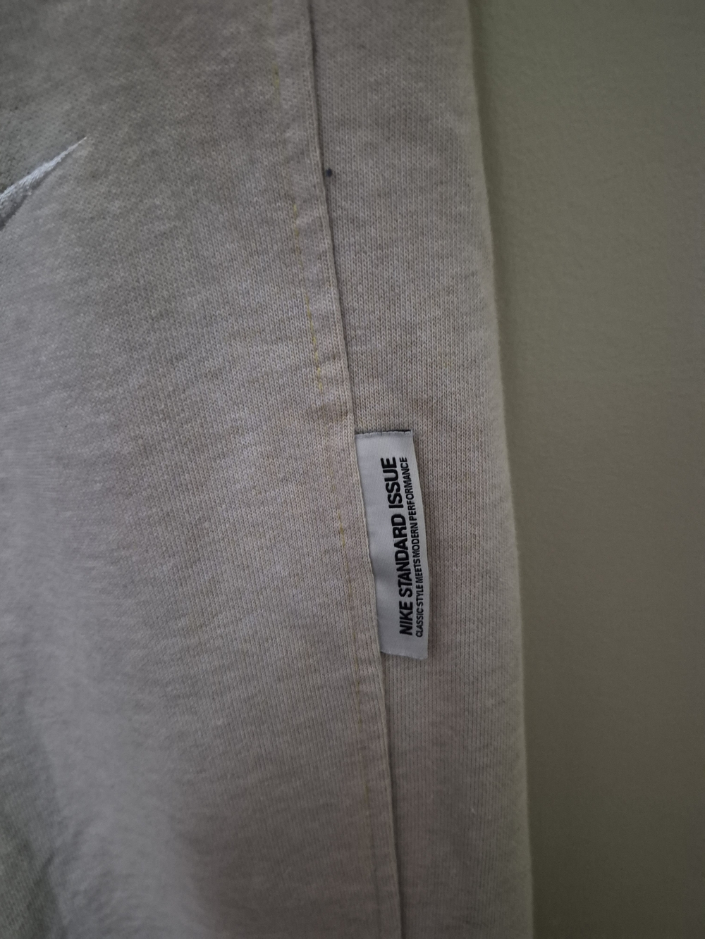 Nike Light Beige Drawstring Joggers with Yellow Stitching - Picture 2 of 4